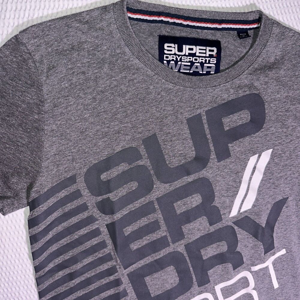 Superdry Sport Mens Gray Medium Logo T-Shirt drysports